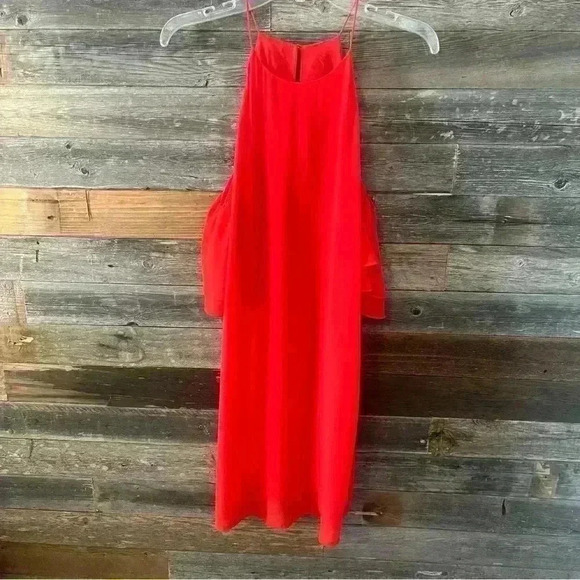 Impeccable Pig Red Cold Shoulder Dress Small - Picture 8 of 8